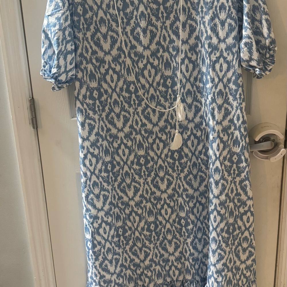 Blue and White Patterned Dress